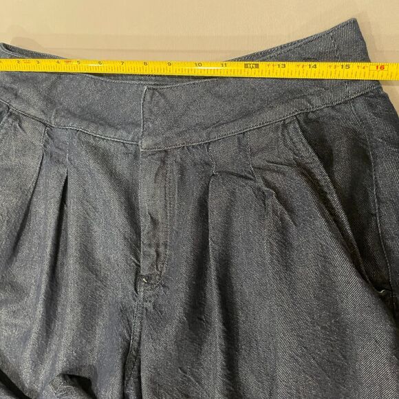 ~~ANTHROPOLOGIE Pilcro Porto 31 Pleated High Rise Tapered Jeans Dark Blue Pocket - Picture 11 of 16